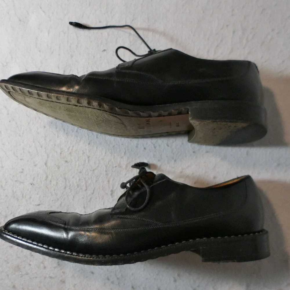 Mezlan Farley Mens Dress Shoes 10M Black Crocodile Leather Split Toe Derby Spain